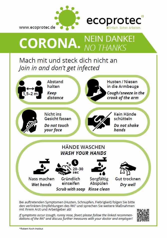 Schutzmaßnahmen Betrieb Unternehmen Corona Empfehlungen Sicherheit ecoprotec GmbH