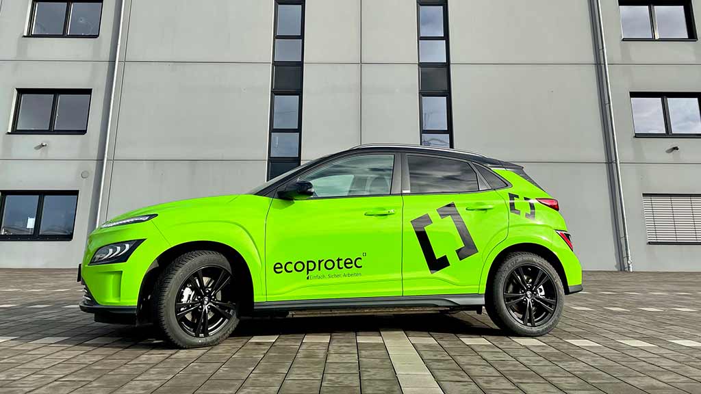 ecoprotec Firmenfahrzeug KONA voll elektrisch Elektroauto Umwelt
