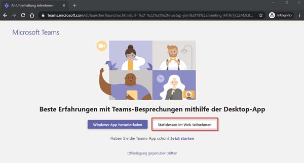 Anleitung Microsoft Teams Meeting im Browser beginnen