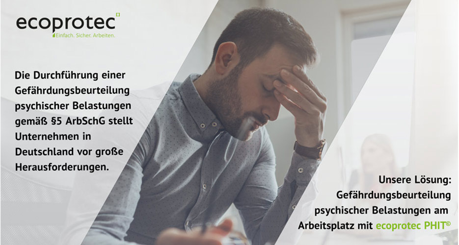 Gefährdungsbeurteilung psychischer Belastungen am Arbeitsplatz ecoprotec PHIT Angebot für Mitglieder des acs