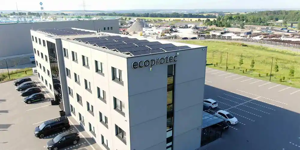 Luftaufnahme der ecoprotec GmbH Firmenzentrale in der Pamplonastraße in Paderborn