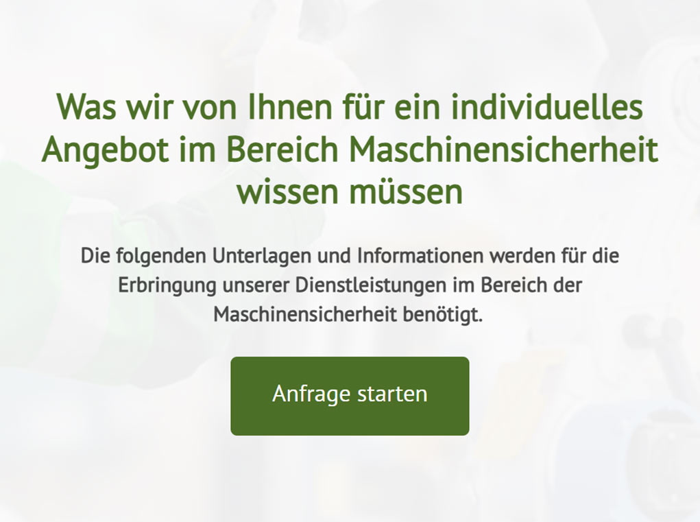 Maschinensicherheit Betriebliche Sicherheit CE-Kennzeichnung online - Unser Tool zur Ermittlung der KOsten Ihres Projekts in der Maschinensicherheit